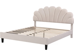 Cama Manon Beige HABITAT ET JARDIN Terciopelo Beige (160x200cm)