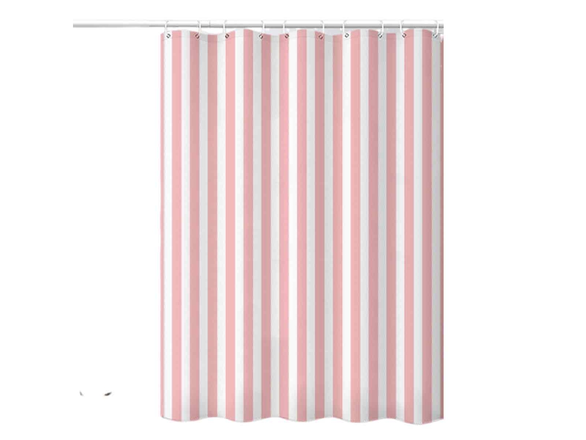 Cortina de ducha de rayas verticales, decoración de baño con lazo Retro KOFIHETY