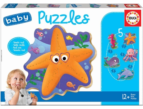 Puzzle EDUCA 5 Baby Puzzles Animales Marinos (Edad Mínima: 1 Años - 3-5 Piezas)