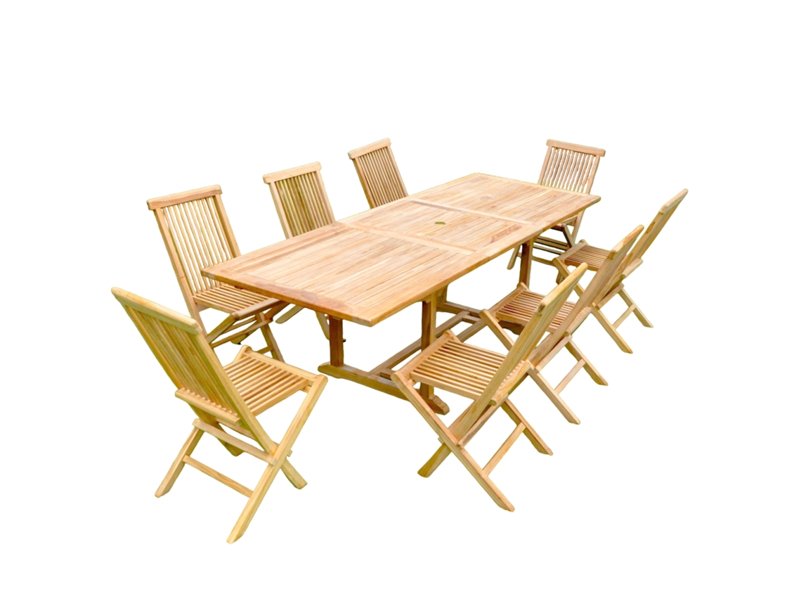 Kajang Conjunto De Muebles De Jardín Rectangulares De Teca Maciza Para 8-10 Personas  8 Sillas