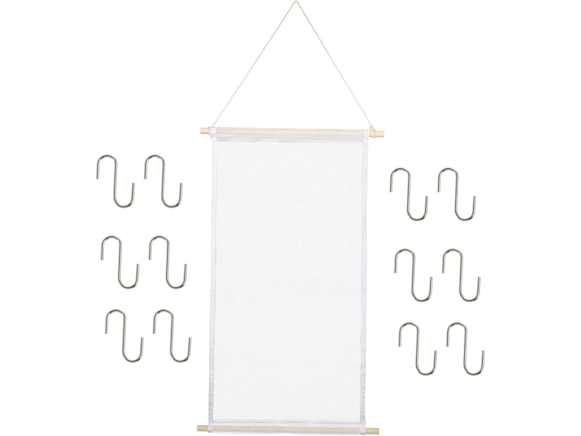 Organizador Pared Rectangular Pendientes Madera Blanca Soporte Colgante Multifuncional Almacenamiento Joyas
