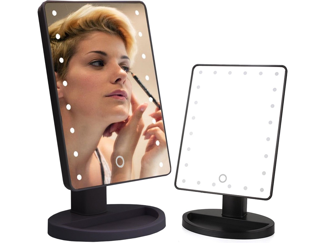 Espejo De Maquillaje Con Iluminación Led - Bandeja Para Anillos - 16 Luces