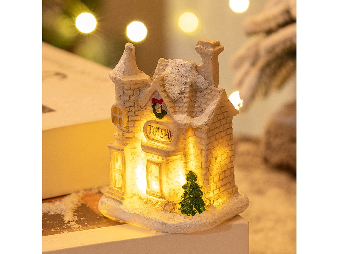 Pueblo navideño con casas iluminadas con LED, decoración interior y adornos navideños Siurn (t)