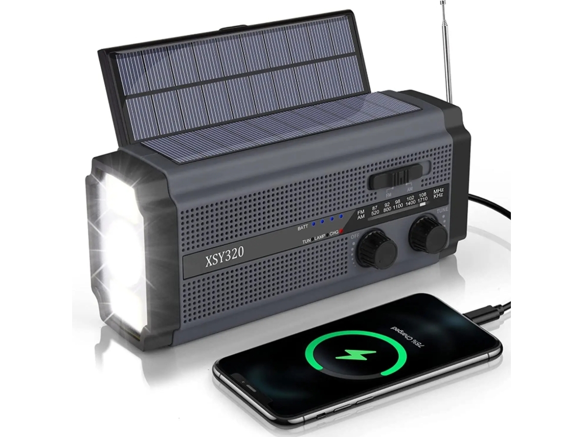 Radio de emergencia con manivela AM/FM/WB 5000mAh XSY 320 Negro Hentenhome