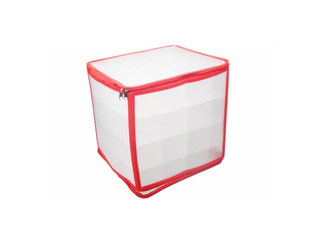 Caja de almacenamiento para 64 bolas navideñas, plástico transparente con divisores, ideal para decoraciones de árboles de Navidad.