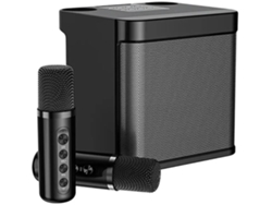 KLACK Altavoz subwoofer de karaoke con micrófono Bluetooth dual 100 W que cambia de voz negro