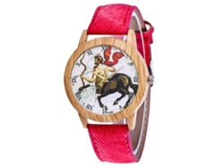 Reloj De Pulsera Unisex Zhoulianfa Con Correa De Tela Vaquera Roja.