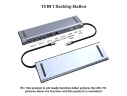 Hub USB C, adaptador de estación de acoplamiento 10 en 1 con HDMI 4K, VGA, fuente de alimentación de 87 W, USB 3.0/2.0 de 5 Gbps, Ethernet RJ45, lector de tarjetas SD/TF Yizhood