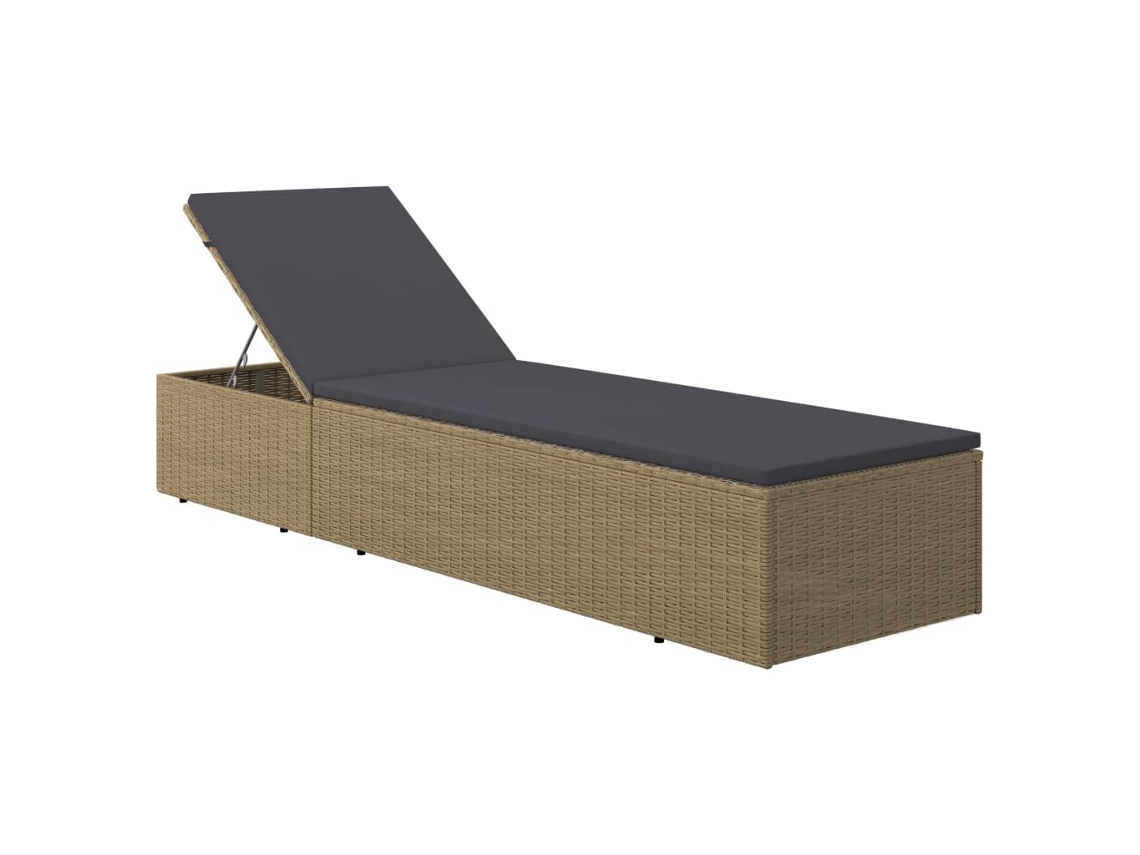 Chaise longue de mimbre en marrón y gris oscuro, EXCLUSIVA DE LA CASA