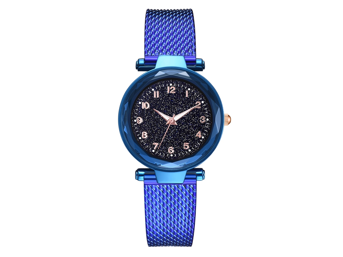 Reloj De Pulsera Para Mujer De Cuarzo Con Correa De Silicona Azul Dial Redondo Casual