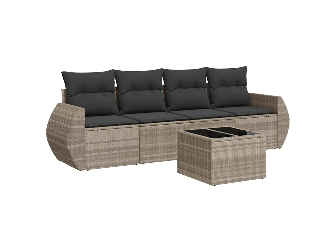 Conjunto 5 de sofás jardín y cojines VIDAXL ratán sintético gris claro