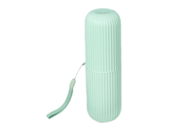 Vaso para cepillos de dientes portátil y multifuncional para viajes - Verde