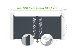 Puerta giratoria ajustable de 3,5 m de ancho, Sunny H.180 cm, en aluminio gris, Casanoov