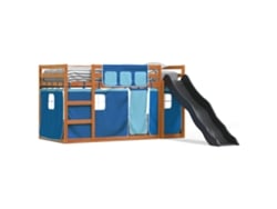 Litera Con Tobogán Y Cortinas 90x200 Cm Azul Dkd Home Decor