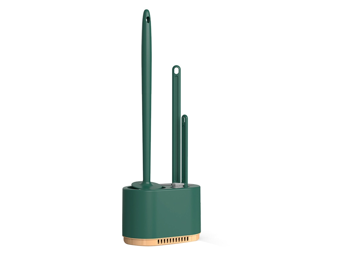 Juego de cepillo de inodoro de plástico 3 en 1 para montaje en pared para la limpieza del baño