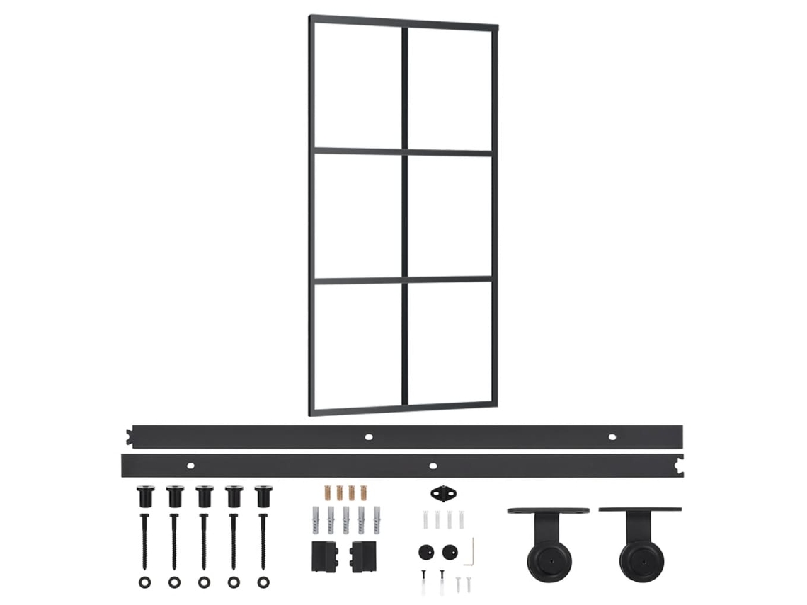 Puerta corredera VIDAXL Negro Aluminio (102x205cm)
