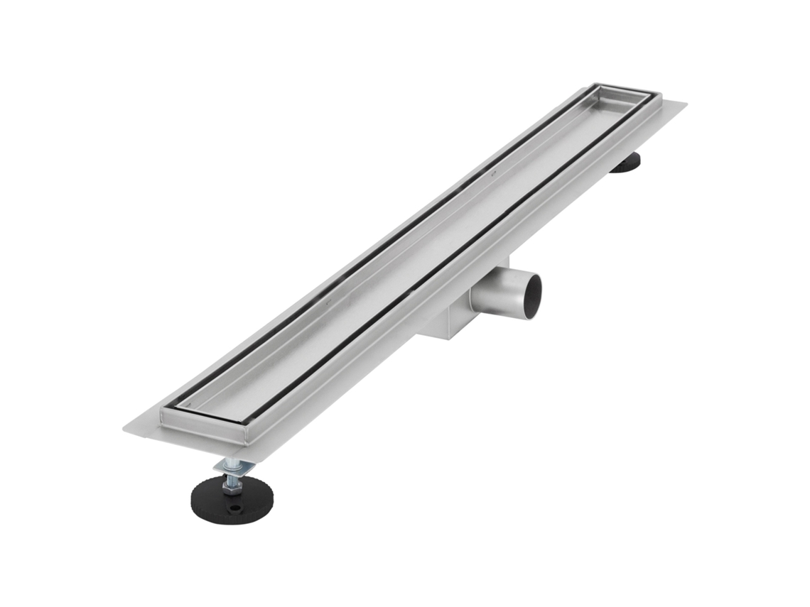Canal de ducha de acero inoxidable alicatable 80 cm y sifón Juego completo Plata Plana LUXEBATH