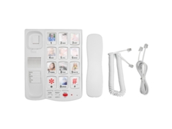 Teléfono con cable con botones grandes, imagen personalizable, volumen ajustable y altavoz para personas mayores.