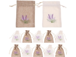 12 Bolsas Vacías Blancas Imitación Cordón Ajustable Reutilizables Elegantes Envolver Regalos Guardar Lavanda