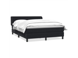 Cama Box Spring Con Colchón Terciopelo Negro 160x210 Cm