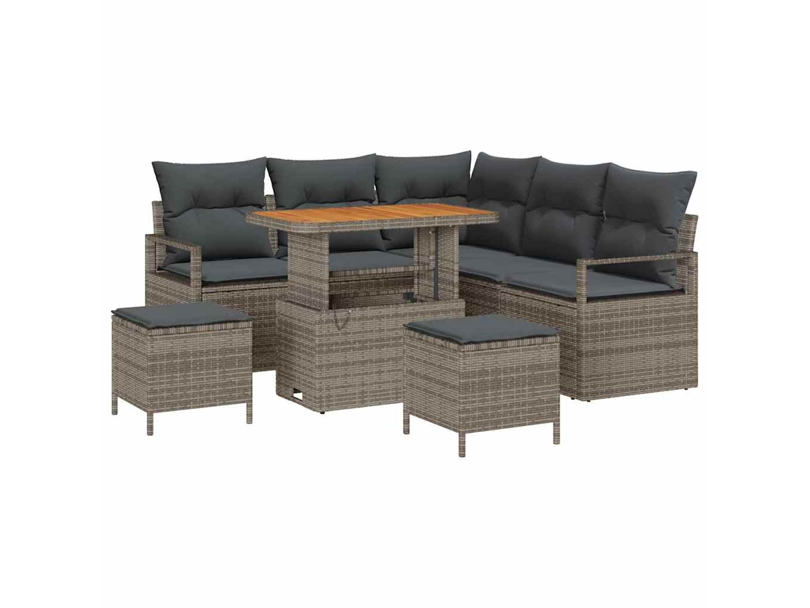 Maison Exclusive - Conjunto De Sofás De Jardín 8 Pcs Gris Ratán Sintético