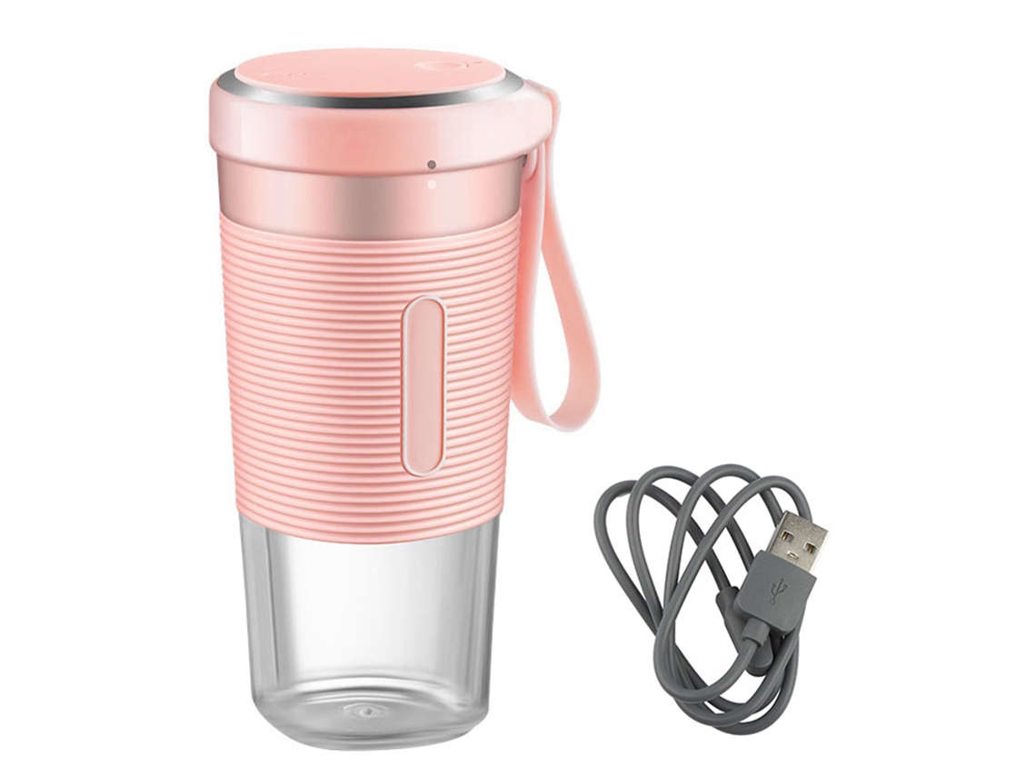 Mini exprimidor eléctrico portátil para el hogar con carga USB (rosa)