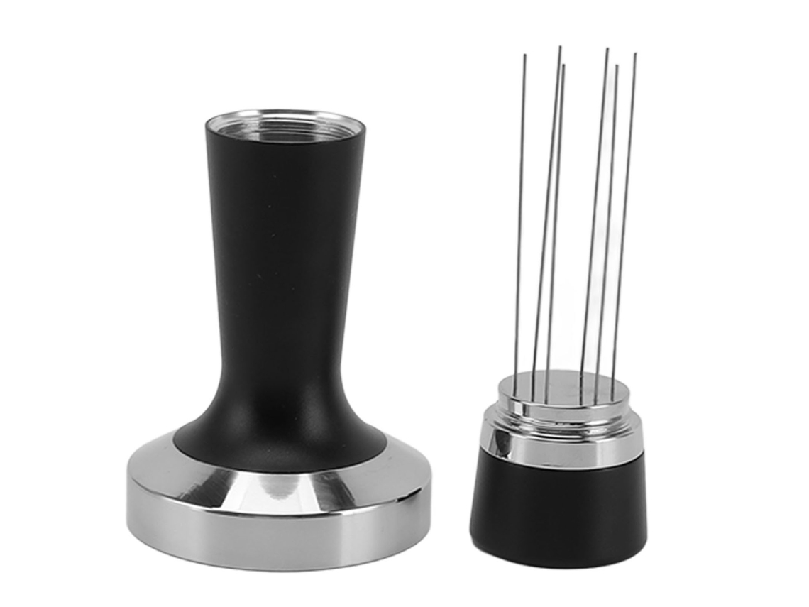 Molinillo Y Distribuidor De Café 2 En 1 Con Base Plana, Mango Ergonómico, Acero Inoxidable De 58 Mm.