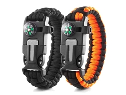 Pulsera De Paracord 2 Unidades, Brújula, Silbato Y Piedra Fuego, Equipo Supervivencia Para Senderismo, Camping Pesca, Resistente