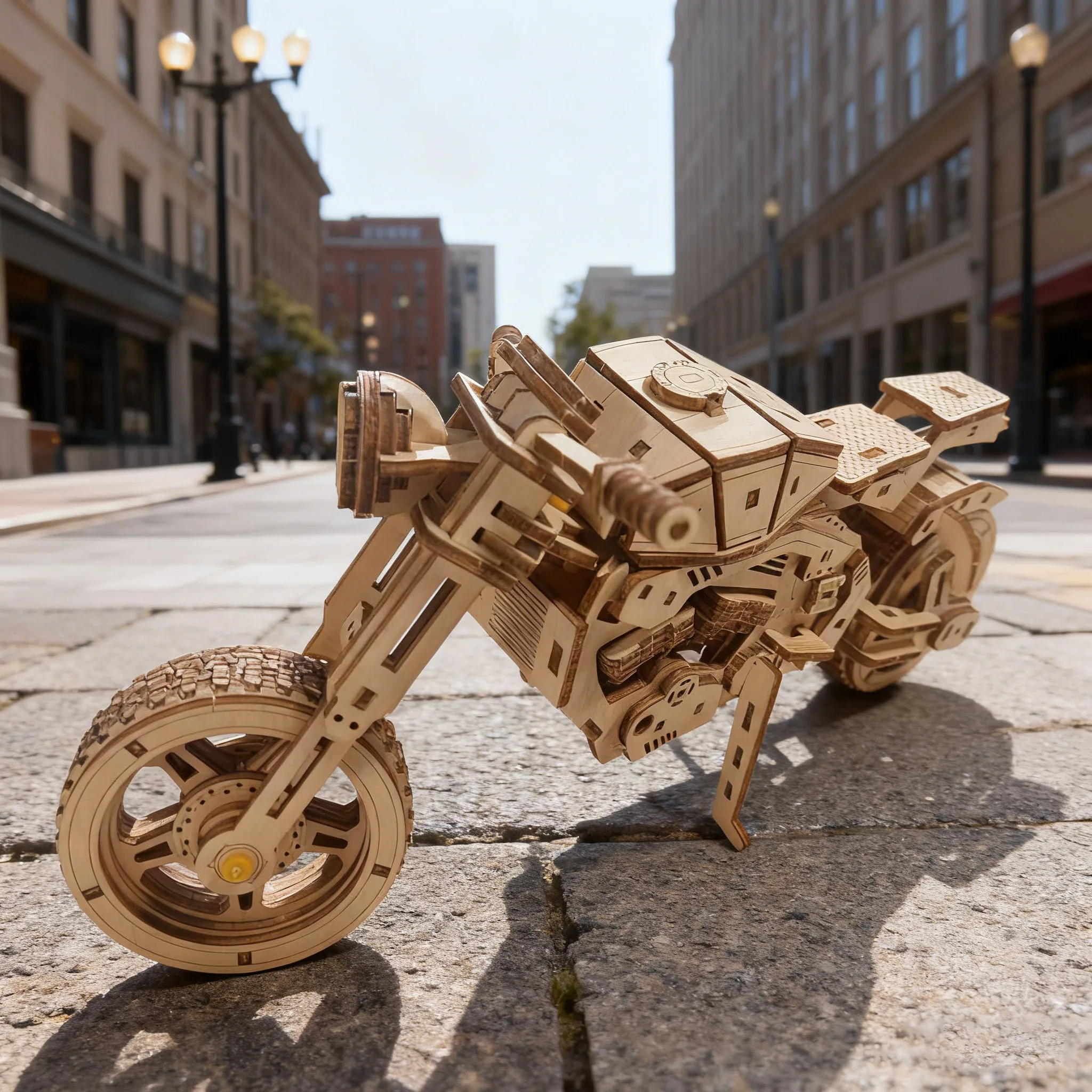 Un Rompecabezas De Motocicleta Cruiser De Madera En 3d Muy Desafiante.