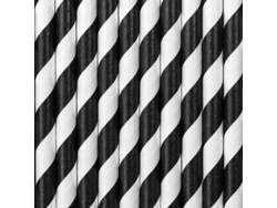 Pack 10 Pajitas PARTYDECO de Papel Rayas Negro