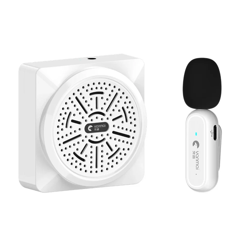Megáfono inalámbrico recargable con micrófono de solapa inalámbrico de 2,4 g MDUG (blanco)