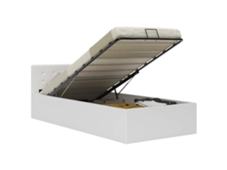 Cama Canapé Hidráulica Cuero Sintético Blanco 100x200 Cm