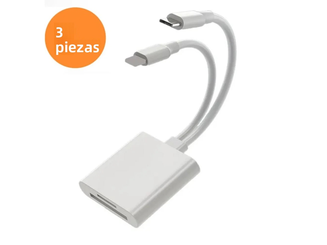 Lector de tarjetas OTG 2 en 1, adaptador de tarjeta de memoria Lightning a SD/TF MDUG (3 unidades)