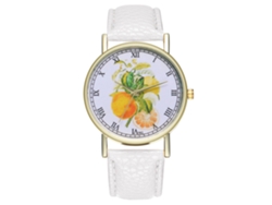 Reloj De Pulsera De Cuero Para Hombre/mujer Con Estampado De Frutas, Cuarzo, Estilo Casual Y Moderno, Color Blanco.
