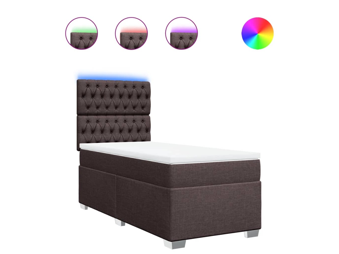 Maison Exclusive - Cama Box Spring Con Colchón Tela Marrón Oscuro 80x200 Cm
