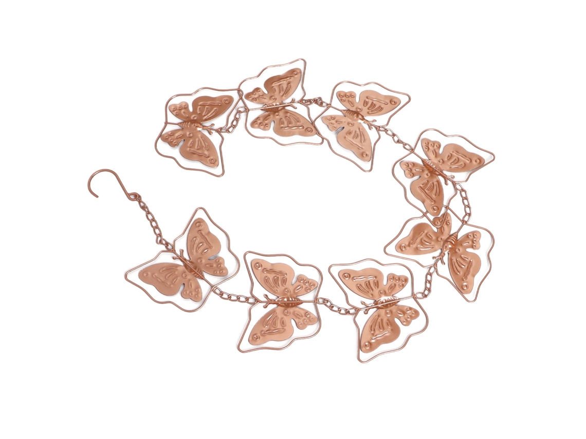 Cadena de lluvia con forma de mariposa, de metal, decorativa, para exteriores, para colgar en el bajante, colector de lluvia.