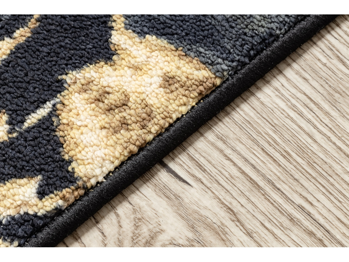Alfombra de Pasillo con Refuerzo de Goma Monstera Hojas, Oro 80 cm