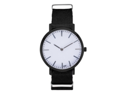 Reloj De Moda Para Parejas Con Correa De Nylon Dial Redondo Cuarzo Unisex (negro)