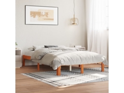 Cama Sin Colchón Madera Maciza De Pino Marrón Cera 140x200 Cm