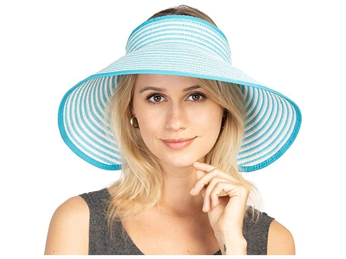 Sombrero De Paja Plegable Para Mujer, Ideal Para La Playa En Verano, Ajustable Con Ala Ancha Y Protección Uv 50+.