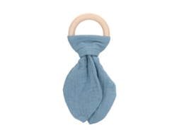 Mordedor De Madera Para Bebés Con Orejas De Conejo, De Algodón, Para Entrenamiento De Agarre, Azul Y Negro.