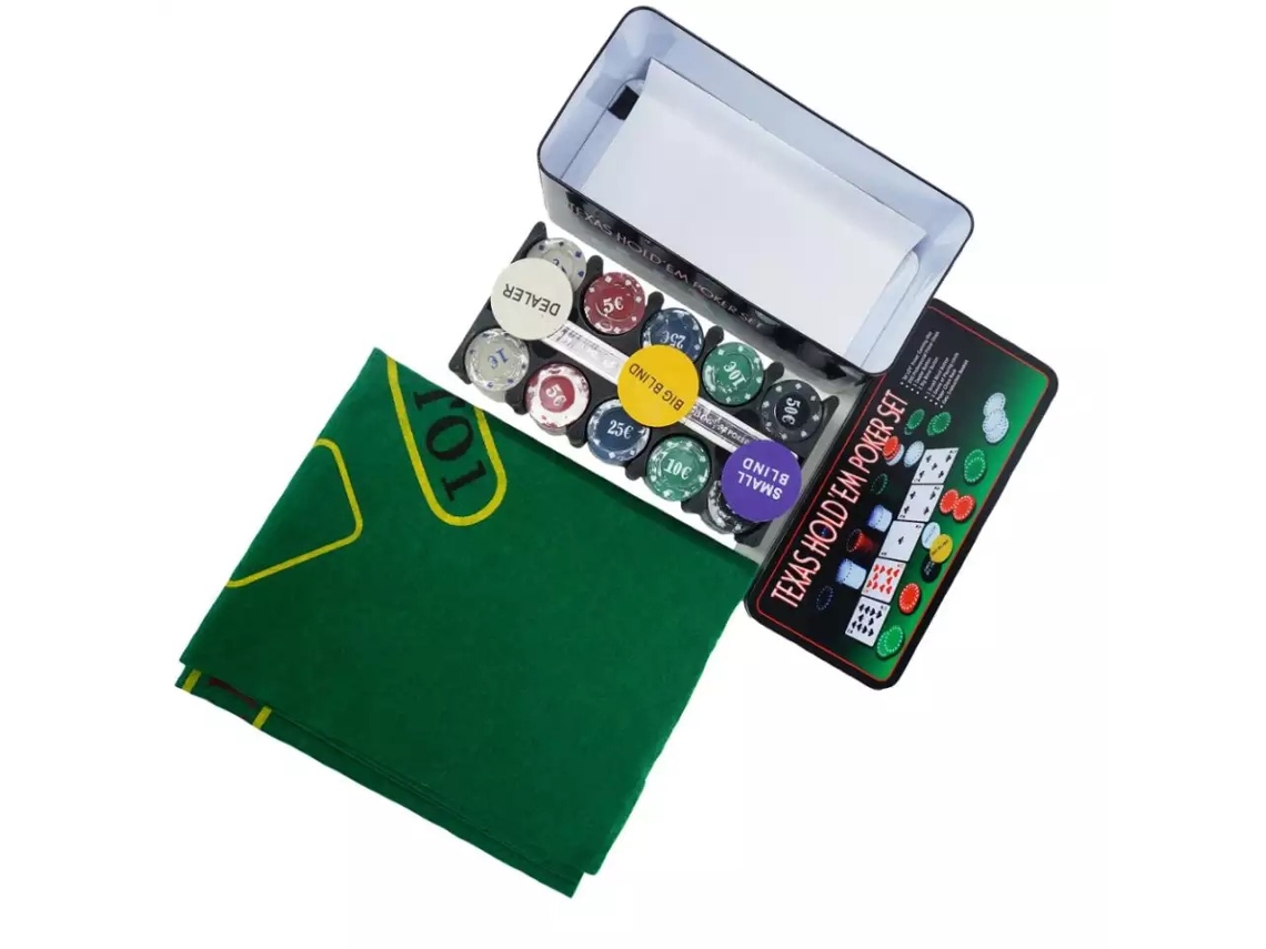 Juego de fichas de póker, fichas de casino profesionales, 4 colores, con botón de crupier. Mdug (200 fichas)