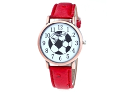 Reloj De Cuarzo Con Correa De Cuero Pu Moda Dial Redondo Para Parejas Rojo