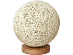 Lámpara de bola de ratán minimalista con base de madera maciza, decoración creativa para dormitorio con luz cálida estable, carga USB,