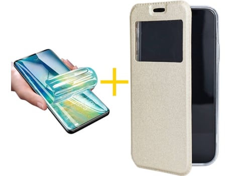 Carcasa + Protector de Pantalla para Samsung Galaxy S22 Plus 5G ACCETEL Dorado