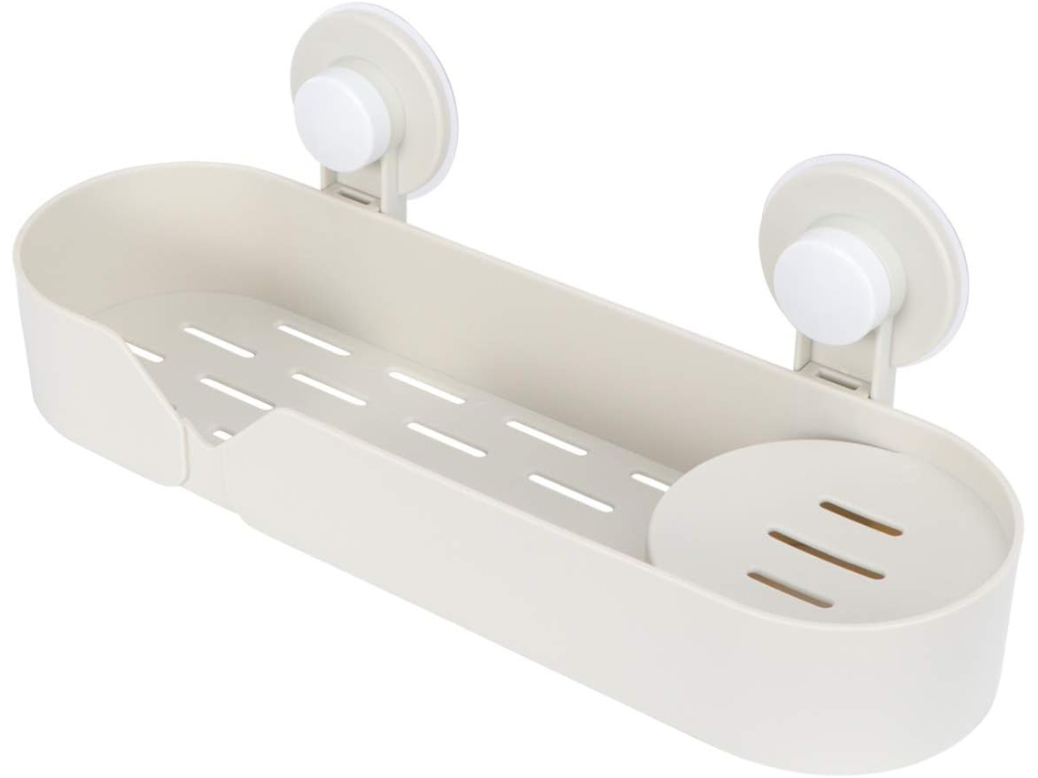 Jabonera de pared con práctico estante para baño, blanca, Slowmoose
