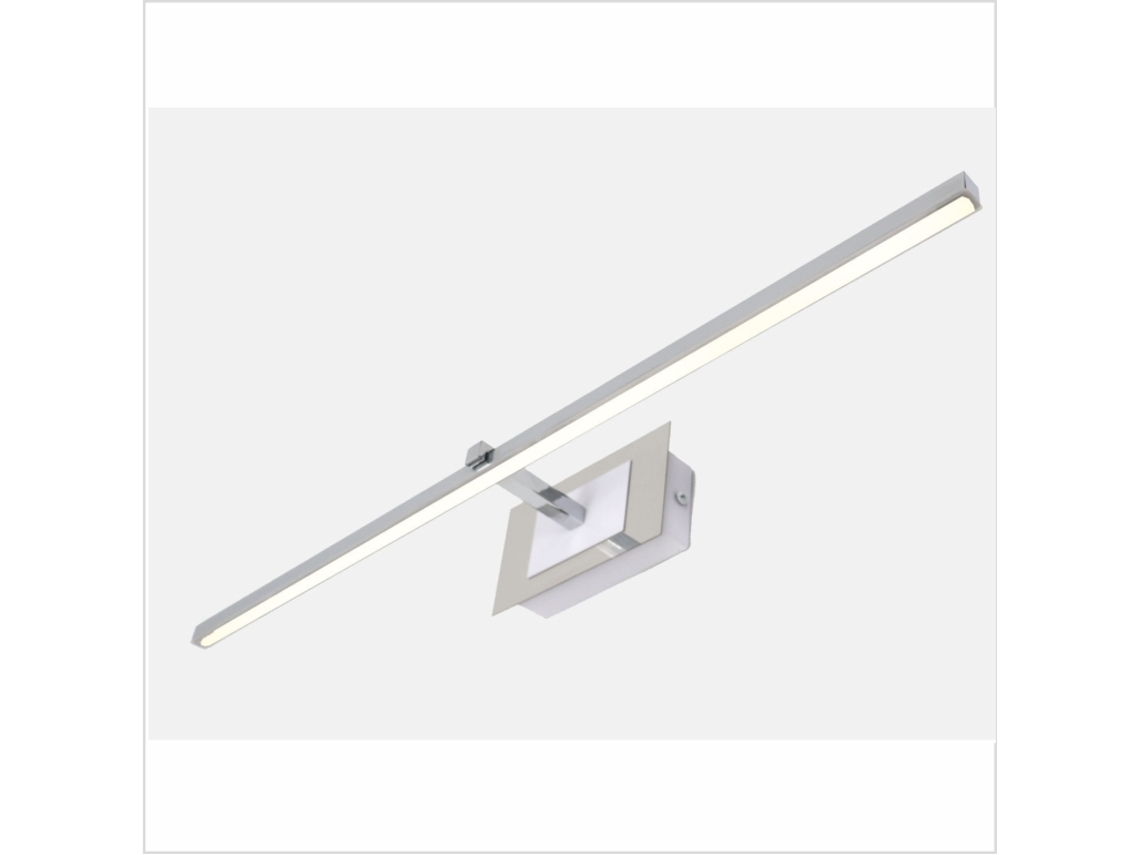 Aplique LED de pared para iluminar cuadros, espejos, murales, 10W, tono de luz neutro 4000K, acabado Cromo brillante . 61cm PAPUQ
