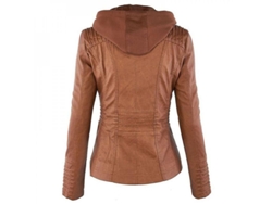 2026-chaqueta De Cuero Pu Para Mujer Moto Corta Blazer Plus Size Nlr S Marrón
