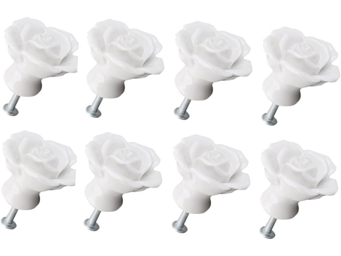 Juego De 8 Tiradores De Cerámica Rosa Para Cajones, Armarios Y Gabinetes De Cocina.