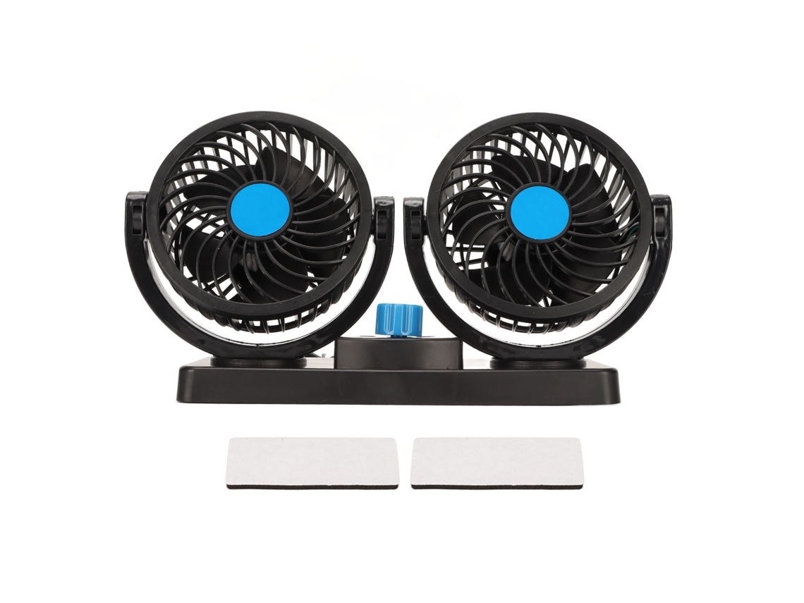 Ventilador USB de doble cabezal para coche, silencioso, giratorio 360 grados, potente y portátil, para vehículos y camiones.